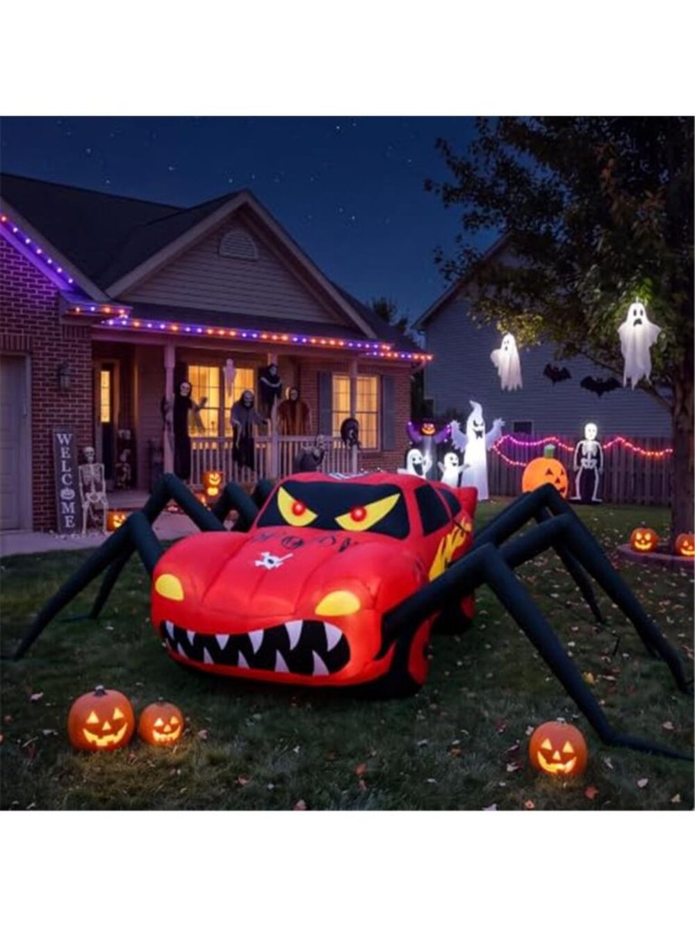 Super Giant Red 14.8FT Halloween Inflatables Spider Car Outdoor Decorations